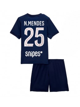 Paris Saint-Germain Nuno Mendes #25 Replika Hemmakläder Barn 2025-26 Kortärmad (+ byxor)